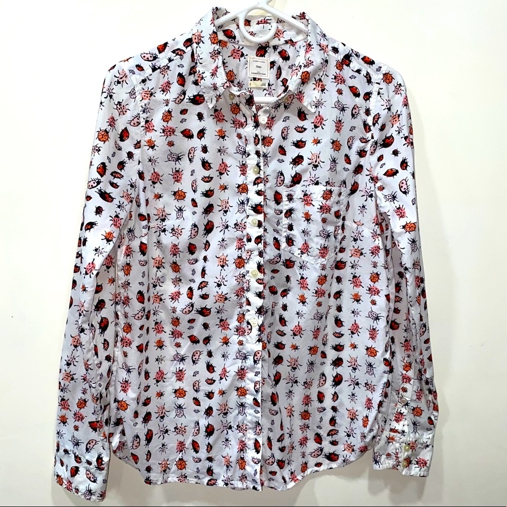 GAP Shrunken Boyfriend Ladybug Shirt
